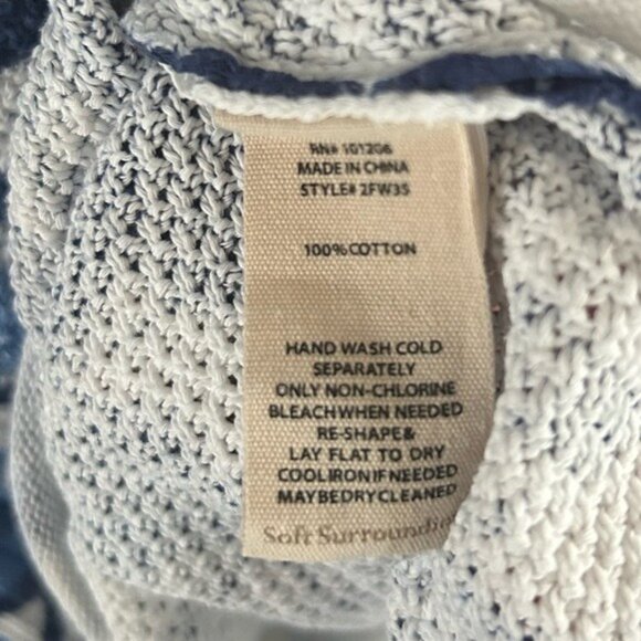 Soft Surroundings Blue & White Breathable Knit Floral Sweater - Picture 10 of 16